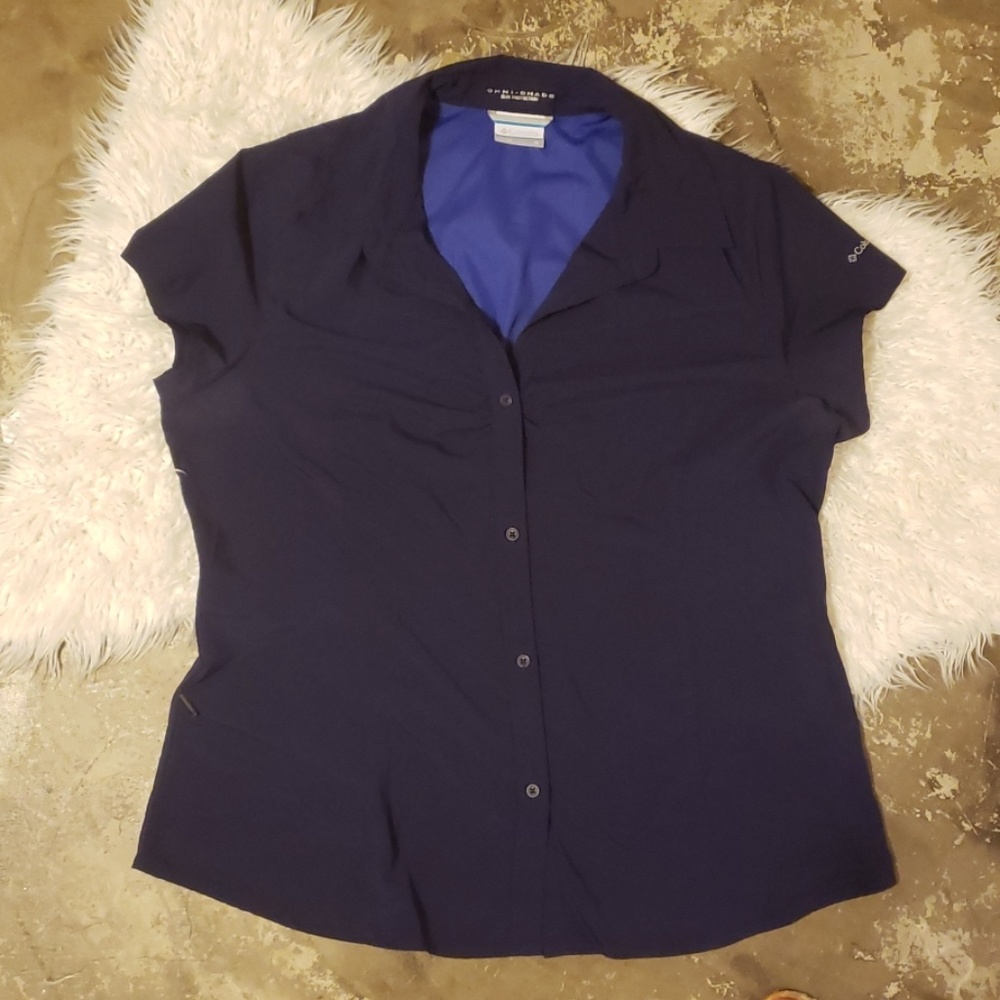 Columbia short sleeve dark purple button down XL